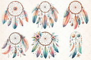 Watercolor Boho Dreamcatcher Clipar, an Illustration by DreamCafeArt (Thumbnail 3 of 4)