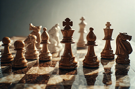 chess battle on chessboard, a Photo by ComfortQ