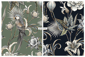 Arcafloral seamless patterns