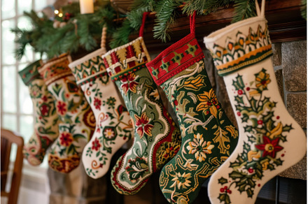 Traditional christmas stockings, a Holiday Photo by Ylivdesign