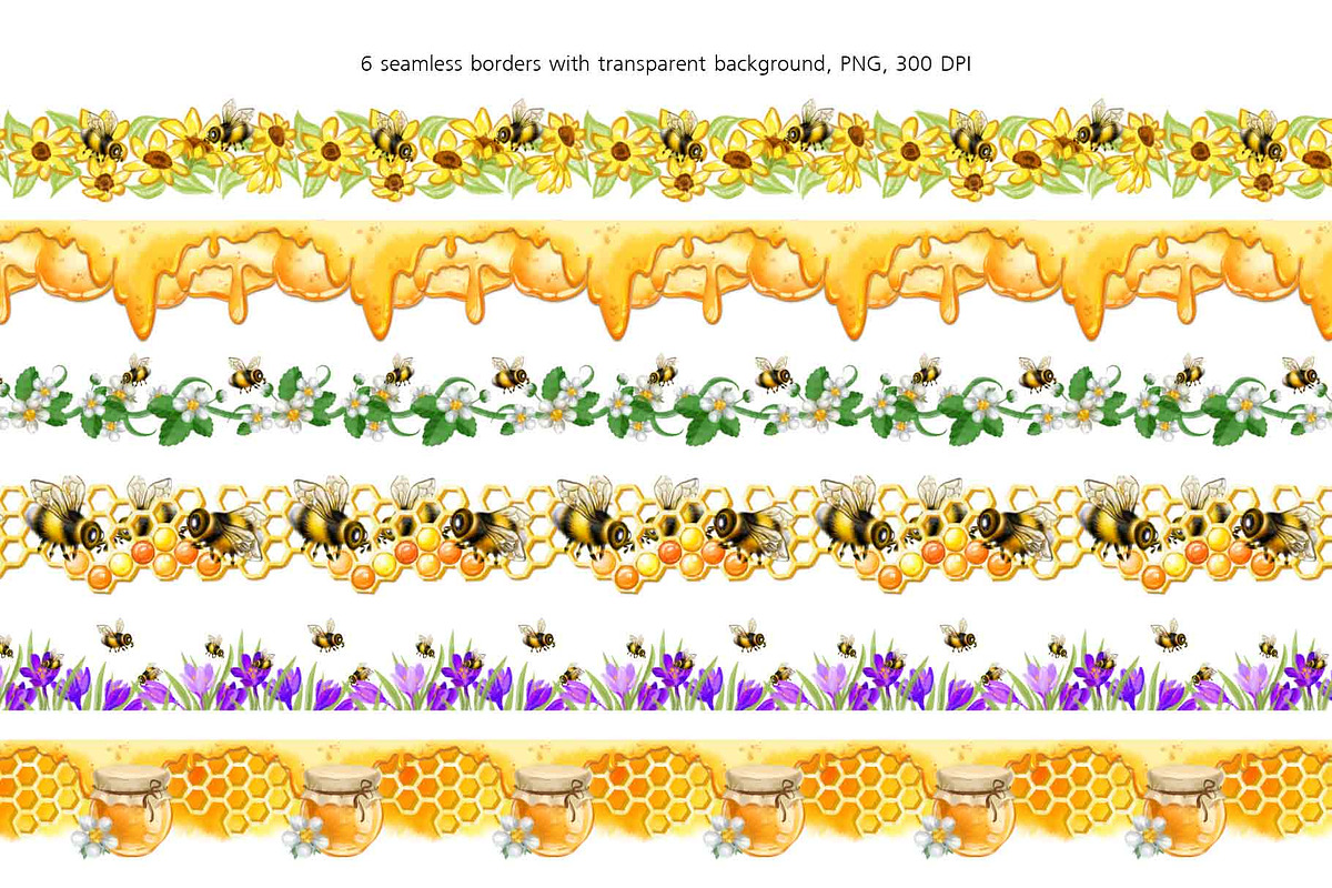 Honey Bee & Wildflowers graphics set, an Illustration by PinskaDrawCute (Photo 5 of 14)