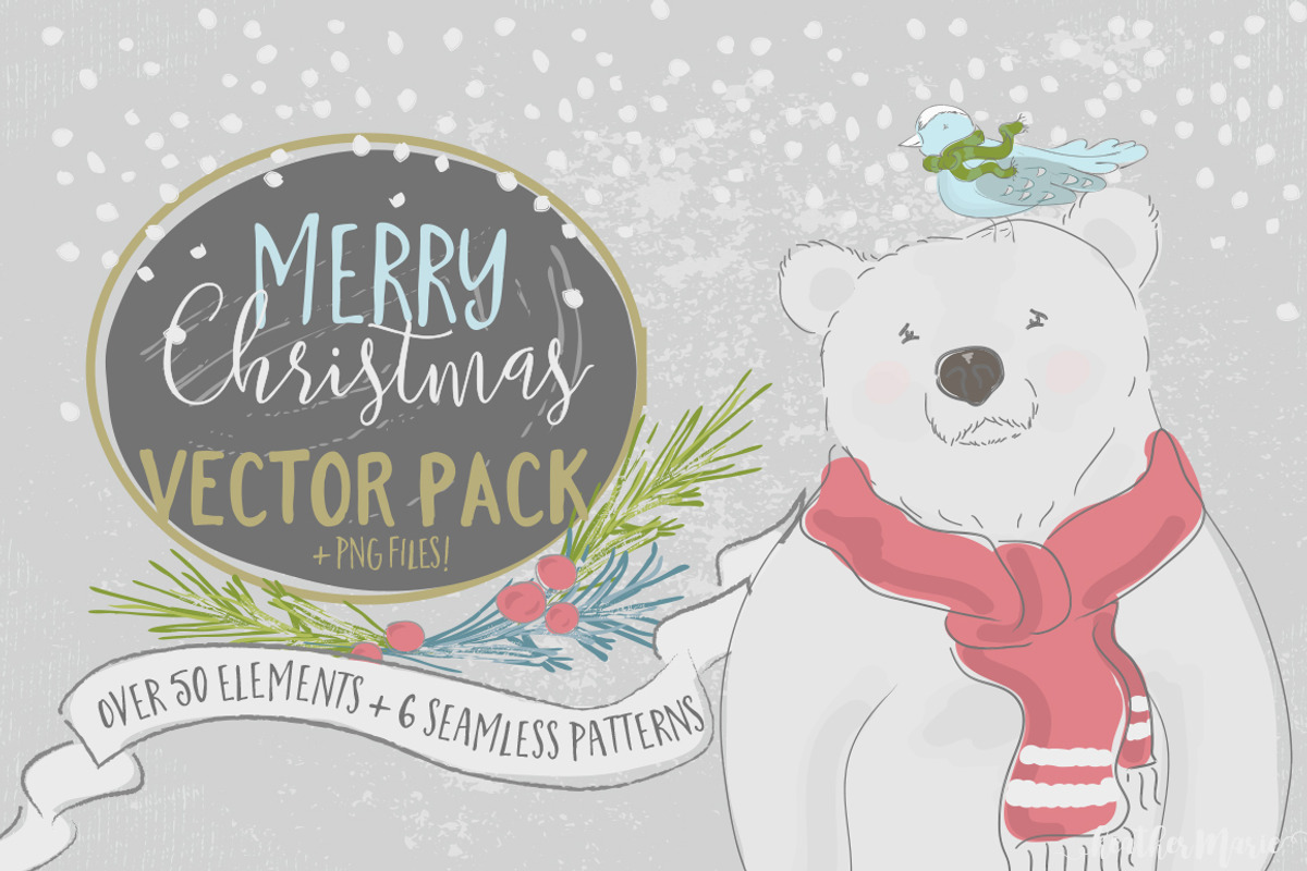 MERRY CHRISTMAS Vector Pack (+png's), a Seasonal Illustration by Heather Marie  (Photo 1 of 8)