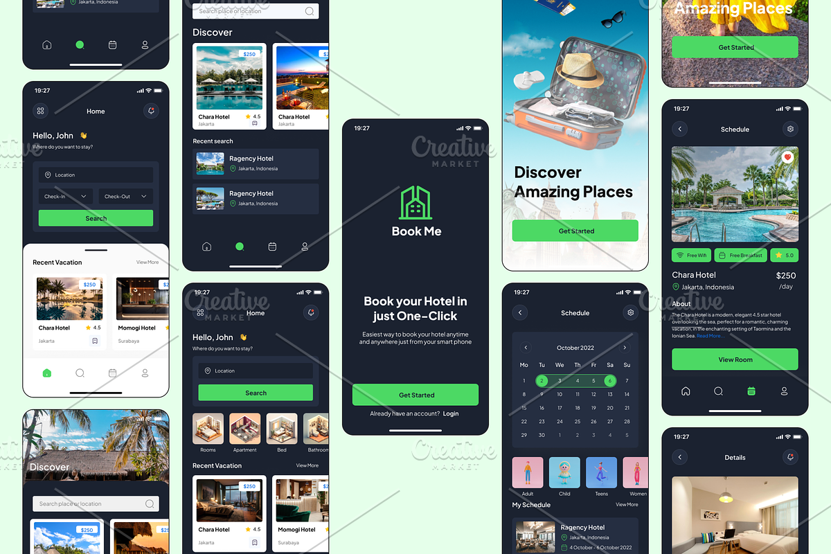 Travel & Hotel Booking App Figma UI, an UI Kit Template by Hammad Arif (Photo 3 of 7)