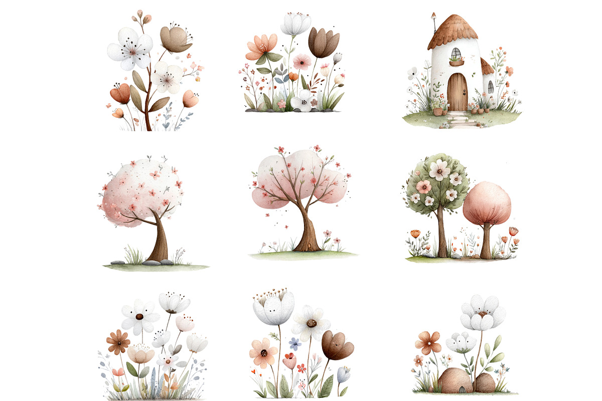 Watercolor Spring Scenery Clipart, an Illustration by Designworld (Photo 4 of 4)