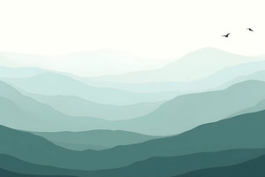 Foggy Hillside Flat Papercut Morning, a Photo by LOGOCREATIVE
