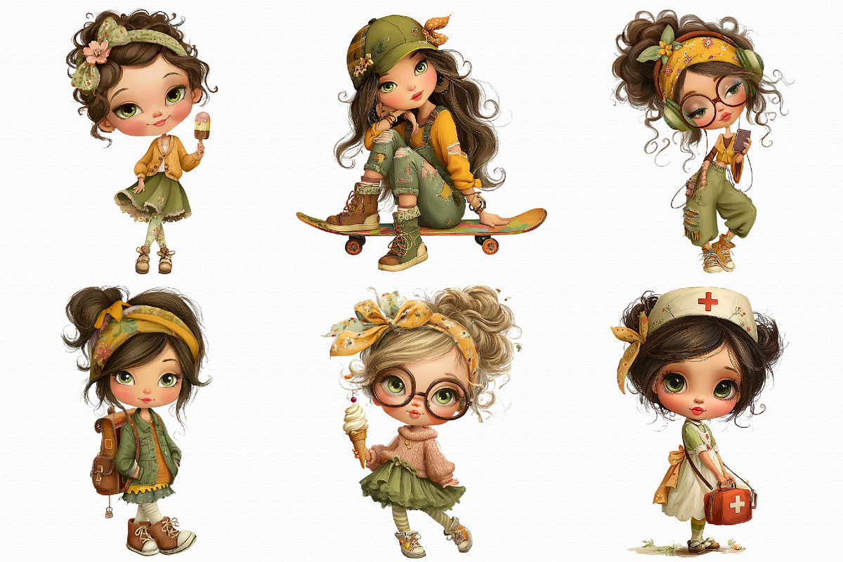 Retro Girls Clipart, an Illustration by Libby Wishes (Photo 4 of 7)