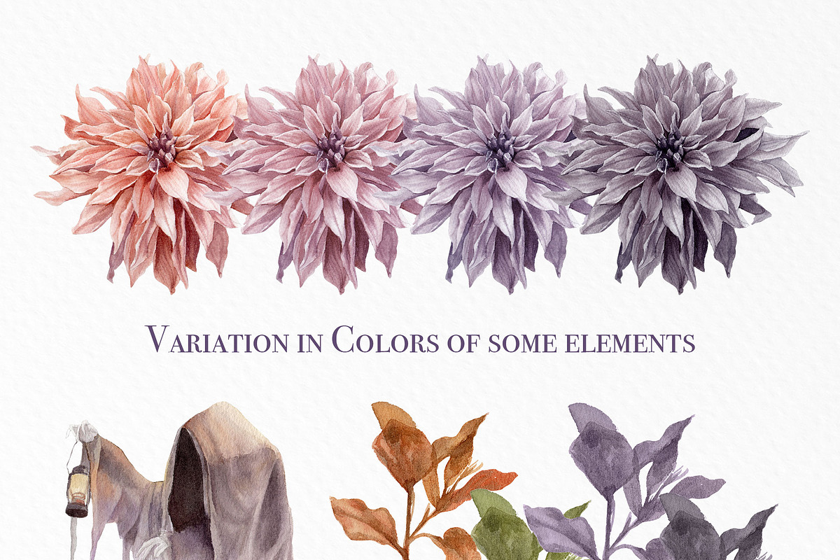 Watercolor Flower, Halloween Clipart, an Illustration by May • SHO (Photo 6 of 17)