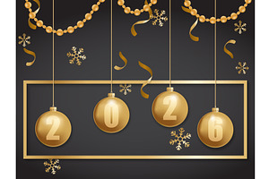 happy new year 2026 gold and black, an Object Illustration by piter.goskov