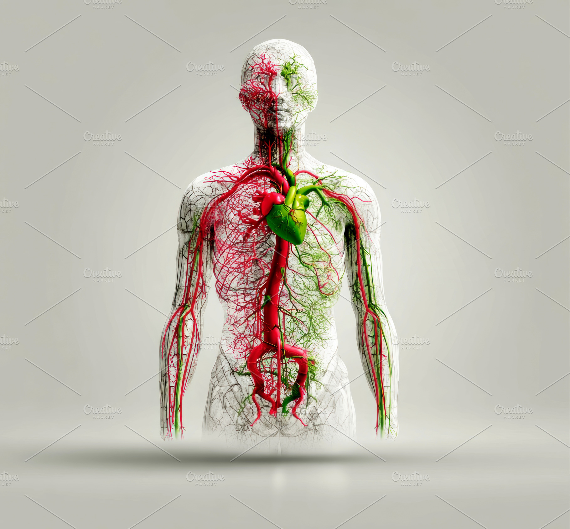 anatomical illustration of human body showing detailed circulato, a Health & Medical Photo by José Manuel Gelpi
