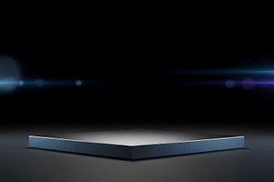 A sleek metallic platform with glowi, a Background Photo by Artonix