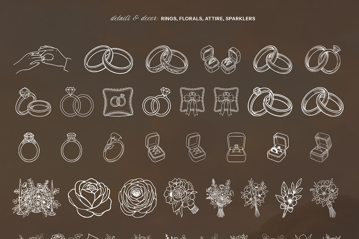 277 Hand Drawn Wedding Icons, an Object Graphic by OliaMuseDesign (Photo 7 of 8)
