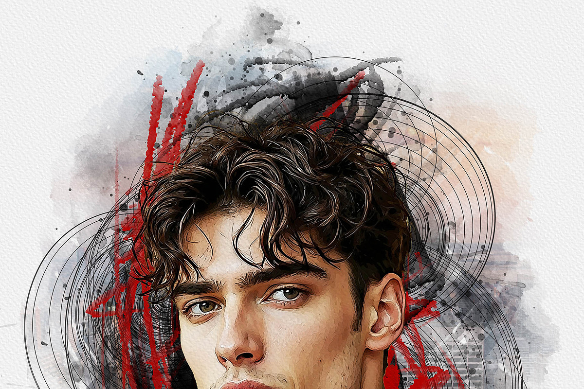 Abstract Portrait Watercolor Art, an Action Add-On by Photoshop Action (Photo 14 of 21)