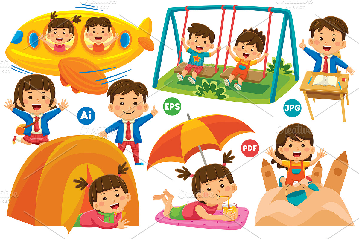 Kids Activity Vector Clip Art Bundle, an Object Graphic by MEDZ (Photo 3 of 4)