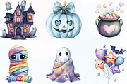 Pastel Halloween Cute Clipart, an Illustration by CraftArtStudio (Thumbnail 3 of 6)
