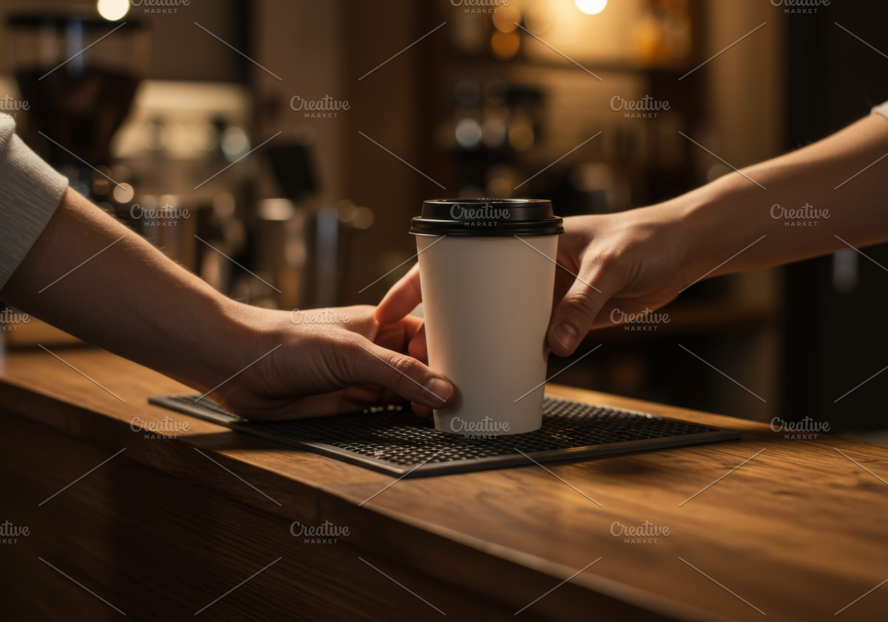 Barista handing a takeaway coffee, a Food & Drink Photo by professorinc