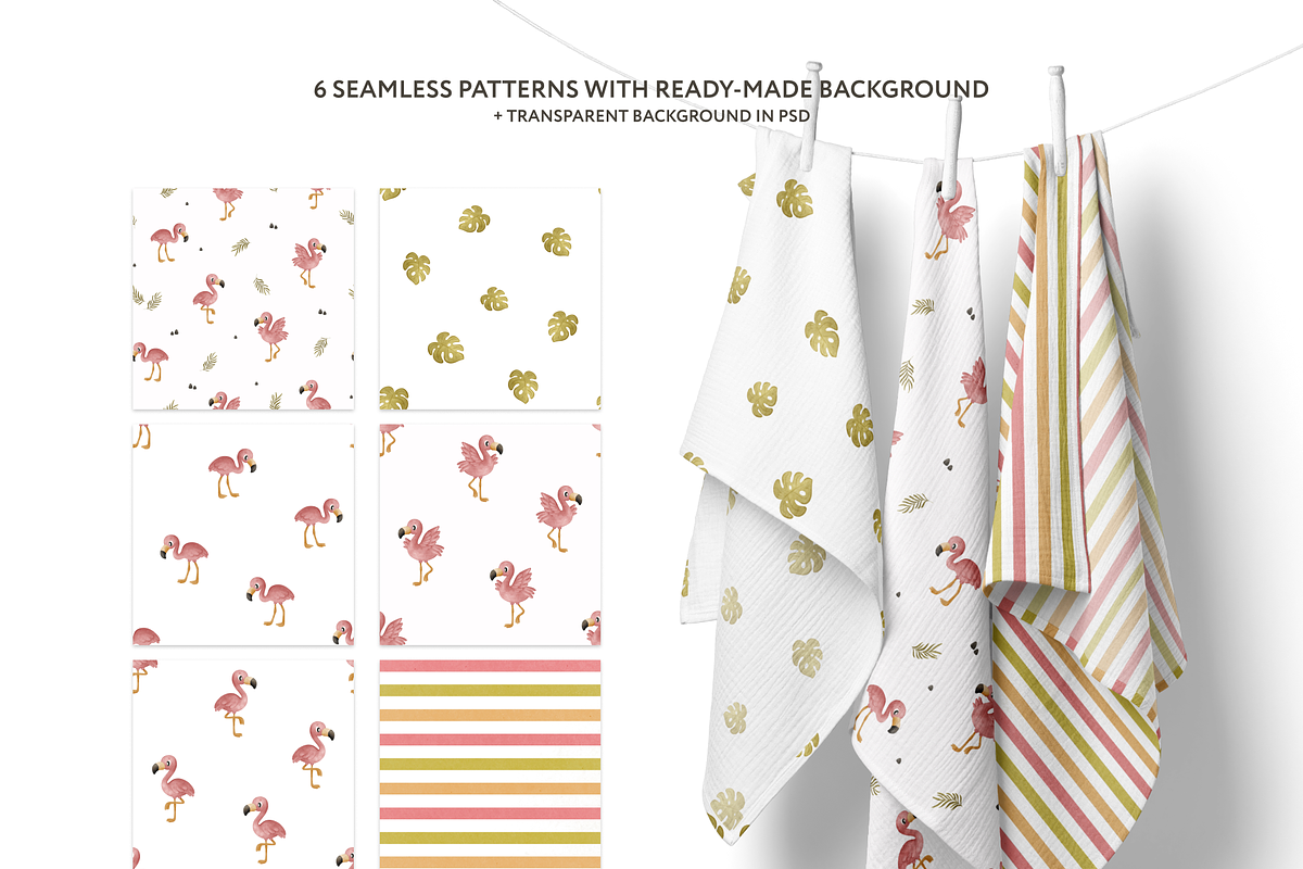 Cute Flamingo Patterns for Fabric, a Pattern Graphic by vatrushkaprint_store (Photo 2 of 4)