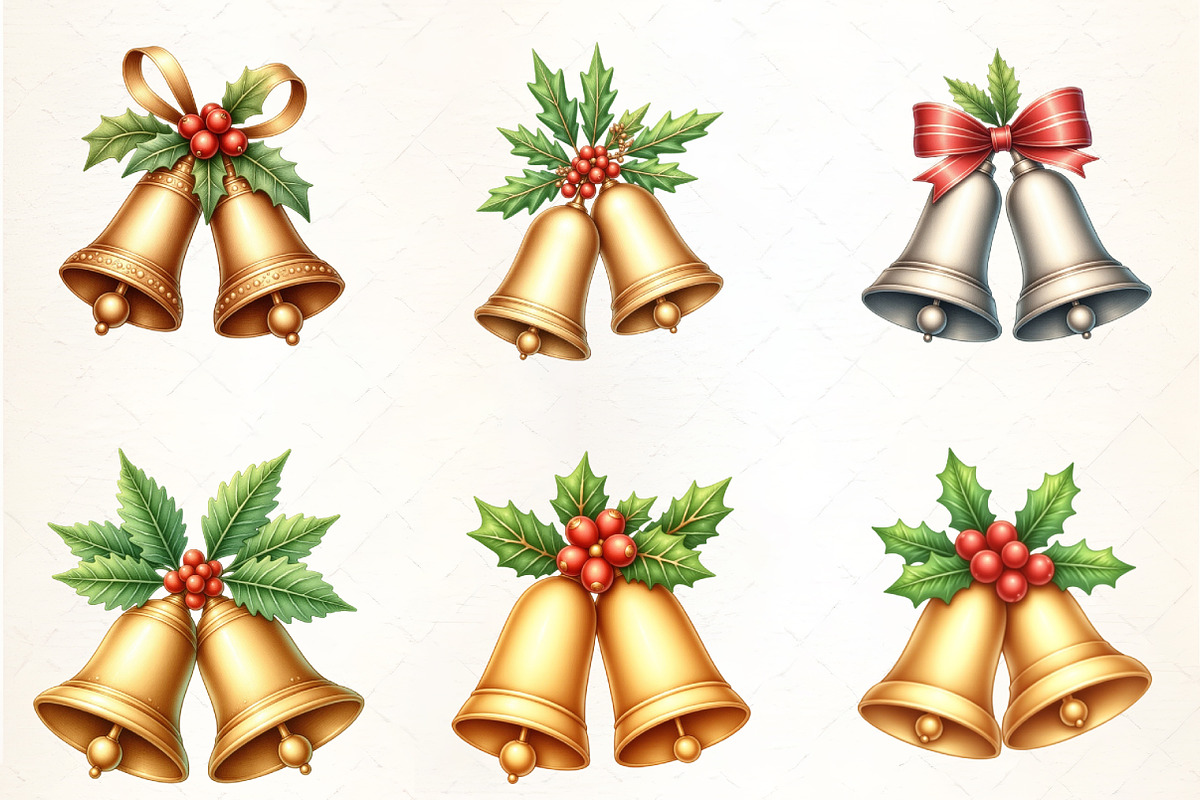 Holiday Bells and Holly Clipart, an Illustration by CrexoraLab (Photo 5 of 5)