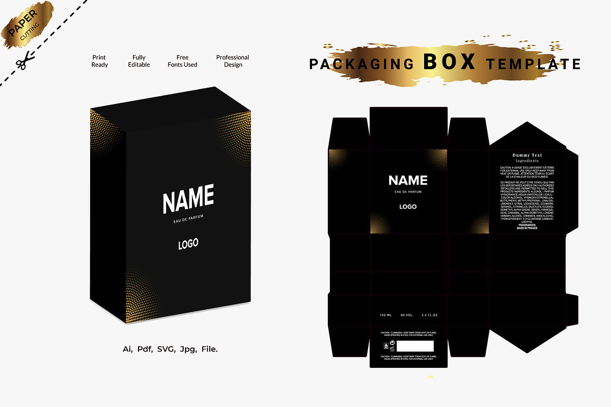 3D Box Packaging Design Template, an Object Graphic by sumonuix