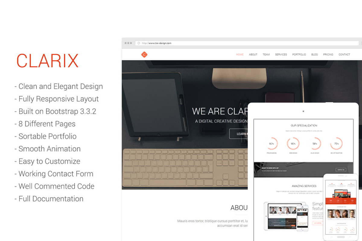 Clarix - Creative Agency/Portfolio, a Bootstrap Template by Clasdesign (Photo 1 of 4)