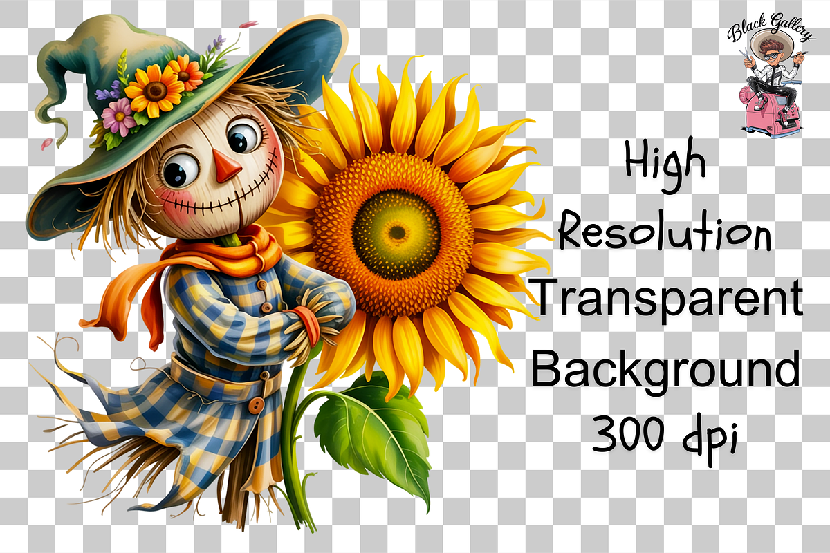 Cute Scarecrow Clipart PNG Bundle, a Graphic by Clipart Bloom (Photo 9 of 11)