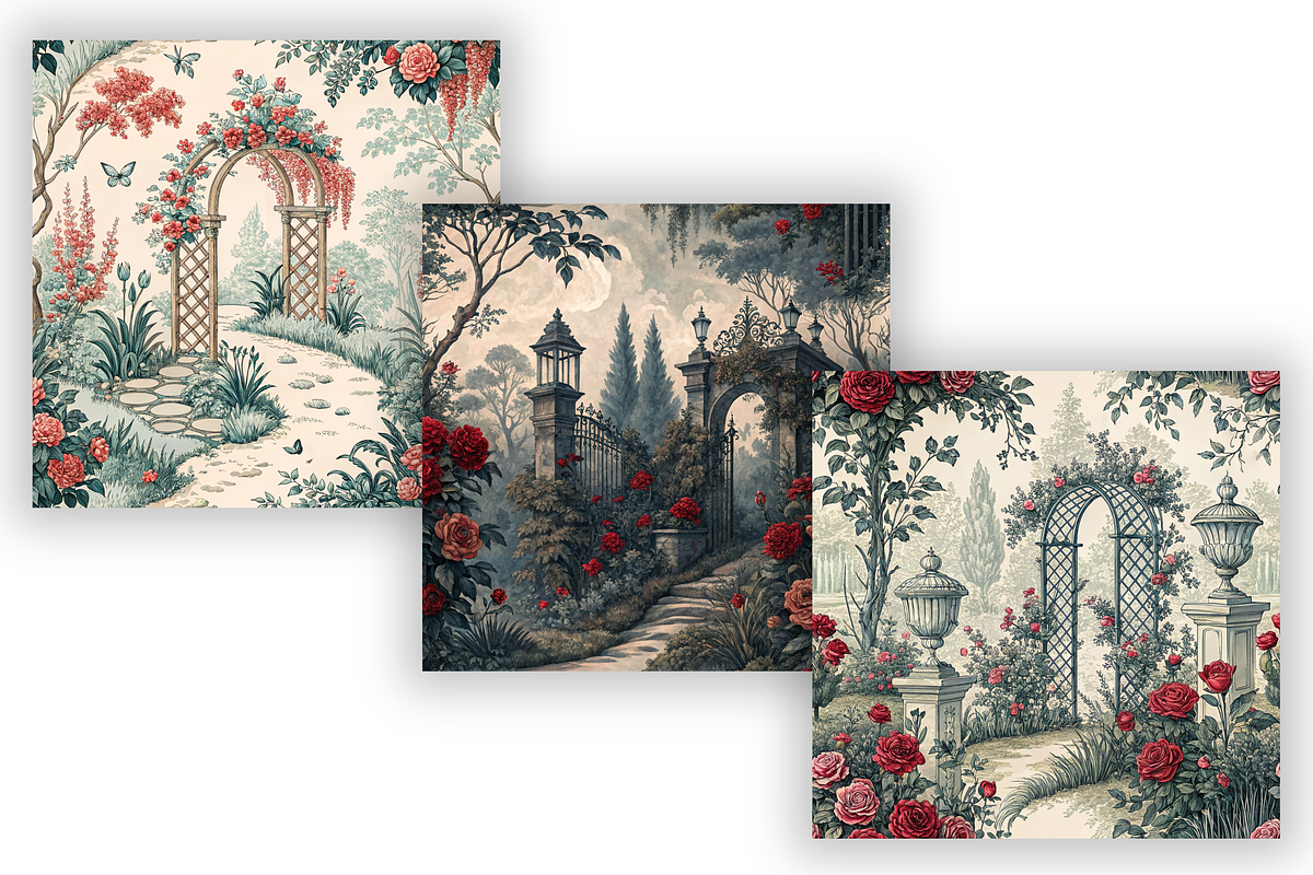 French Country Toile Bundle Paper, a Pattern Graphic by FloridPrintables (Photo 3 of 9)