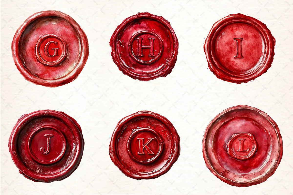 Seal Wax Letter Red Stamp Bundle, an Illustration by DreamCafeArt (Photo 3 of 7)