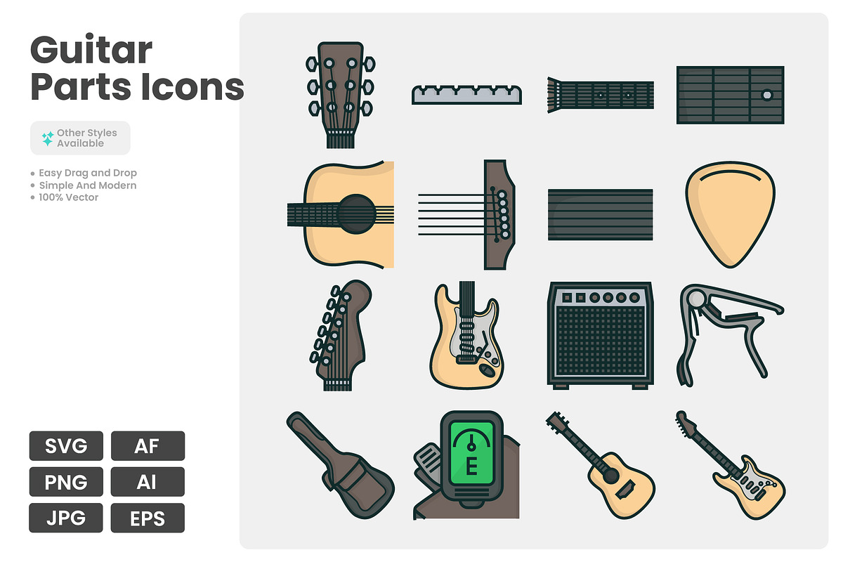 Guitar Parts Icon Pack, a Duotone Icon by erifqizeicon (Photo 3 of 3)
