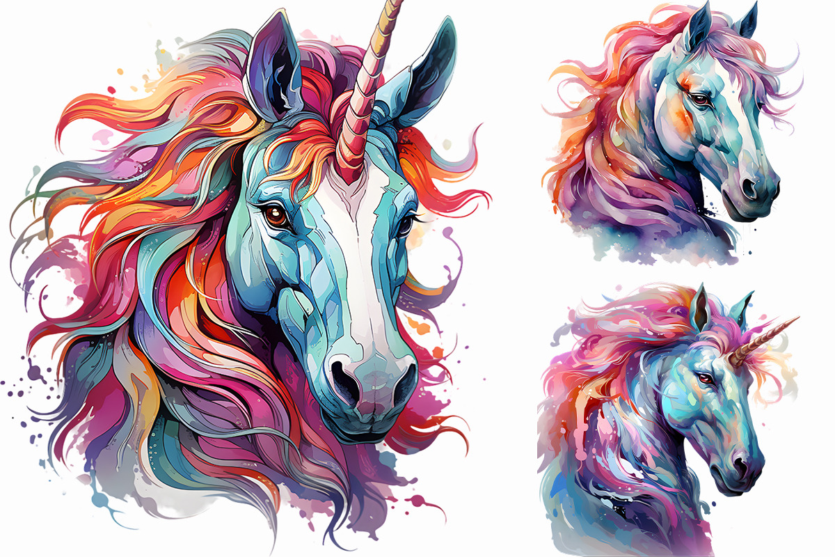 Watercolor Unicorn Magical Clipart, an Animal Illustration by Creative Arslan (Photo 4 of 8)