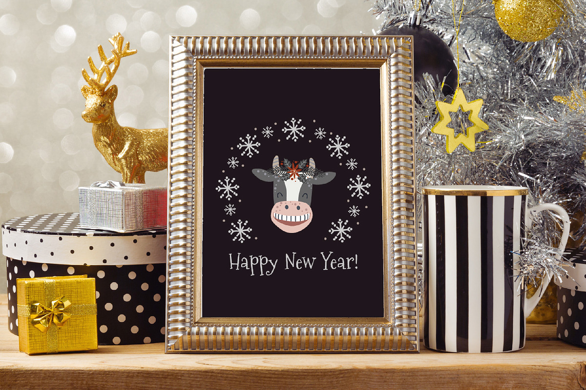 Christmas Cow face svg clipart, an Object Graphic by KupalinaArt (Photo 6 of 6)