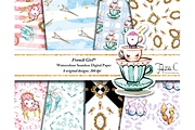 French Girl Paper Pack, a Pattern Graphic by HeidiCIllustration (Thumbnail 1 of 3)