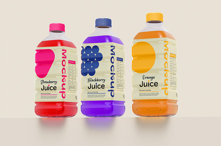 Set of 3 Juice Plastic Bottle Mockup, a Product Mockup by OneVectorStock