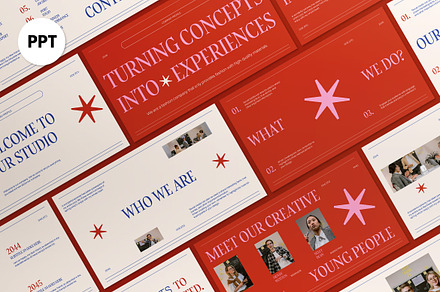Red Cream Modern Company Profile PPT, a Presentation Template by graphicook