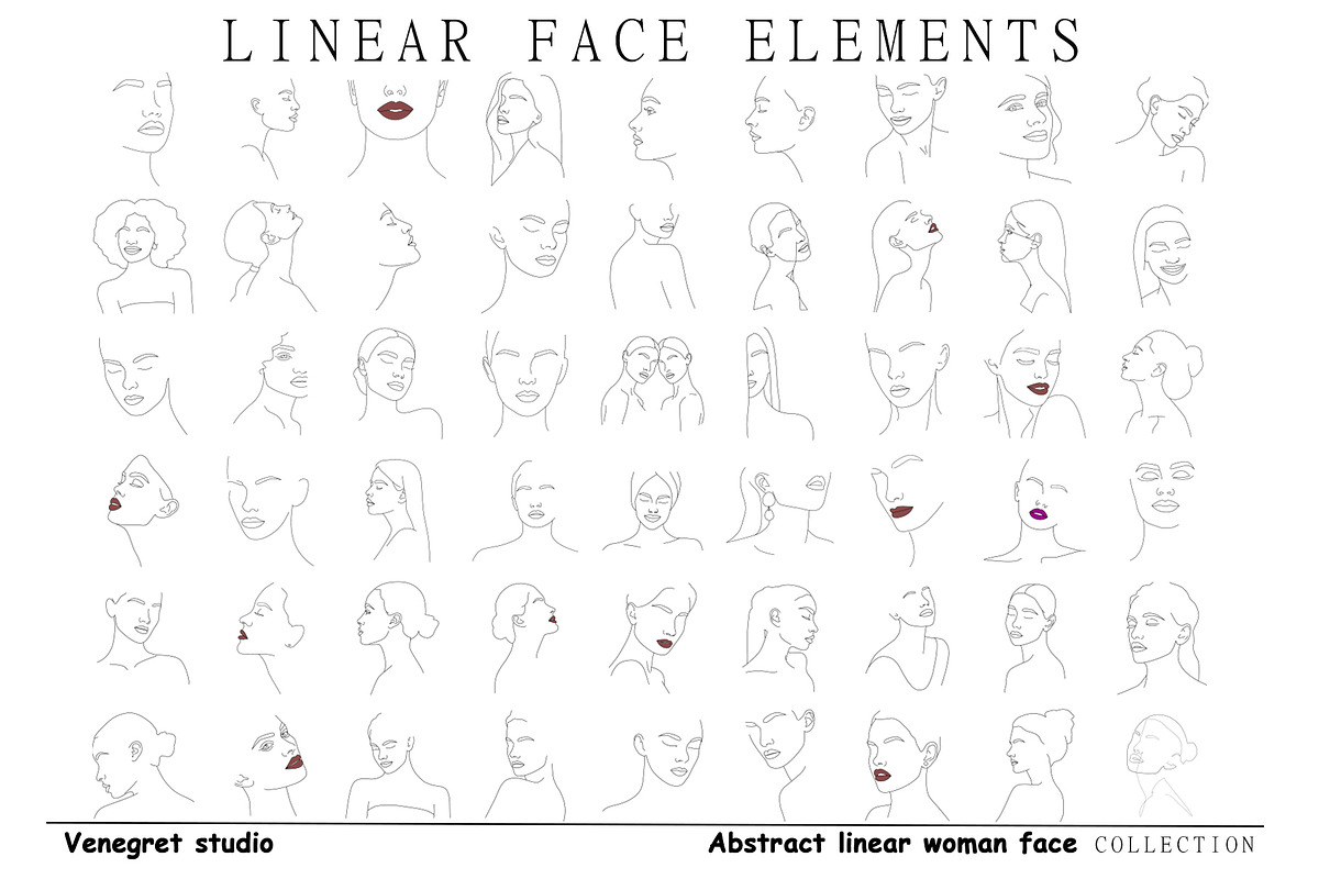 Abstract linear woman face, a Graphic by Vinegret -Shop (Photo 7 of 8)