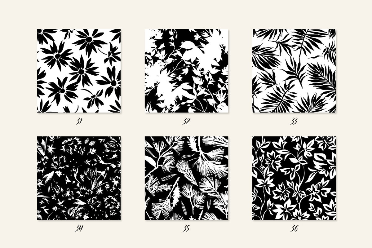 Floral Silhouettes Patterns Set, a Background Graphic by GALAKAM (Photo 7 of 14)