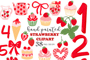 Hand Painted Strawberry Clipart PNG