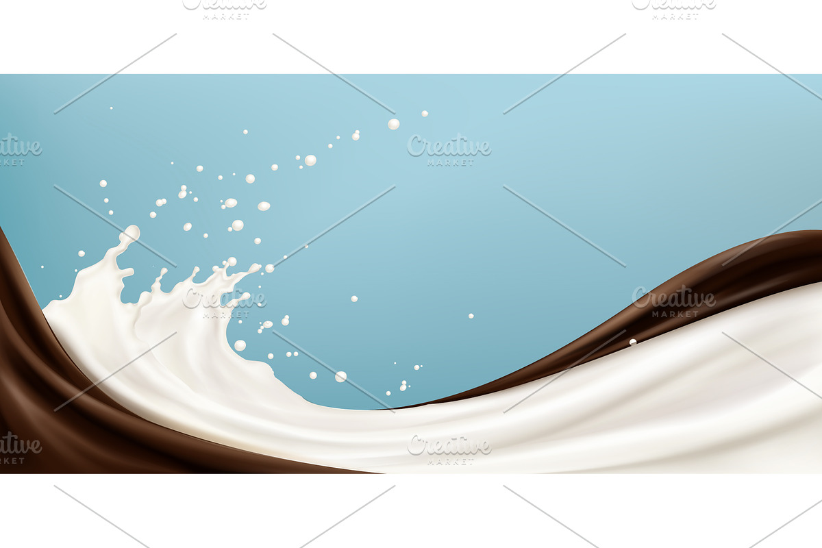 Chocolate with milk splash wave, a Food Illustration by art PVP - market