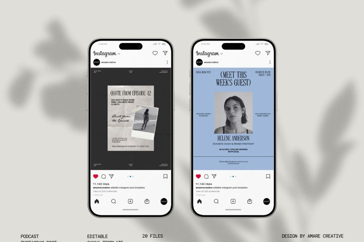 20 Podcast Instagram Post Template, a Social Media Template by Amaré Creative (Photo 7 of 8)