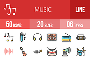 50 Music Line Filled Icons, an Outline Icon by IconBunny (Thumbnail 1 of 3)