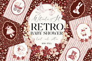 Retro Baby Shower Set, an Object Illustration by SirenaArt (Thumbnail 1 of 21)