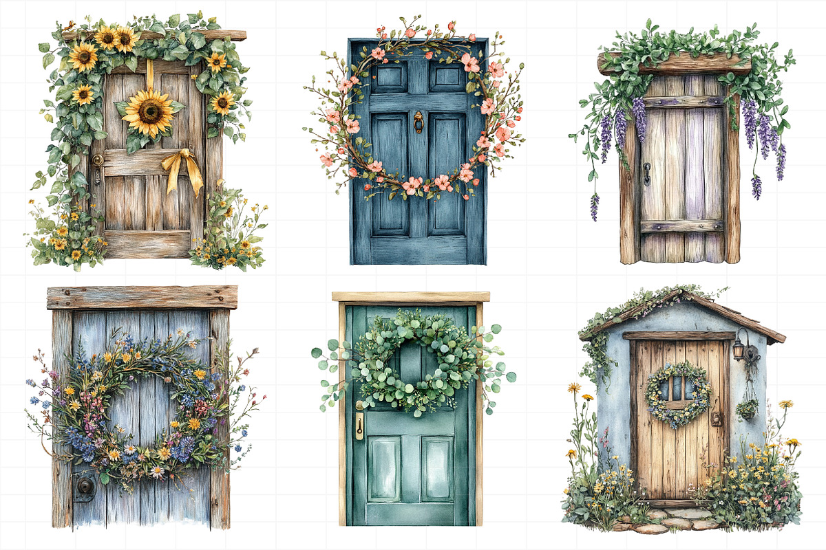 Watercolor Spring Door Clipart, an Illustration by Daily.Designs (Photo 3 of 7)