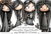 Cute Summer Gothic Girl Clipart, a Seasonal Illustration by Designking (Thumbnail 1 of 5)