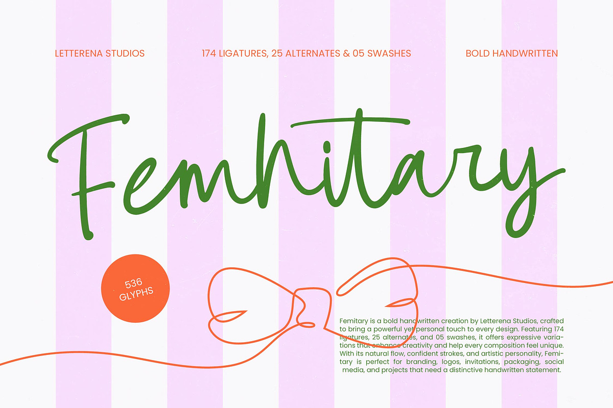 Femhitary Bold Handwritten Font, a Script Font by Letterena Studios Script (Photo 1 of 10)