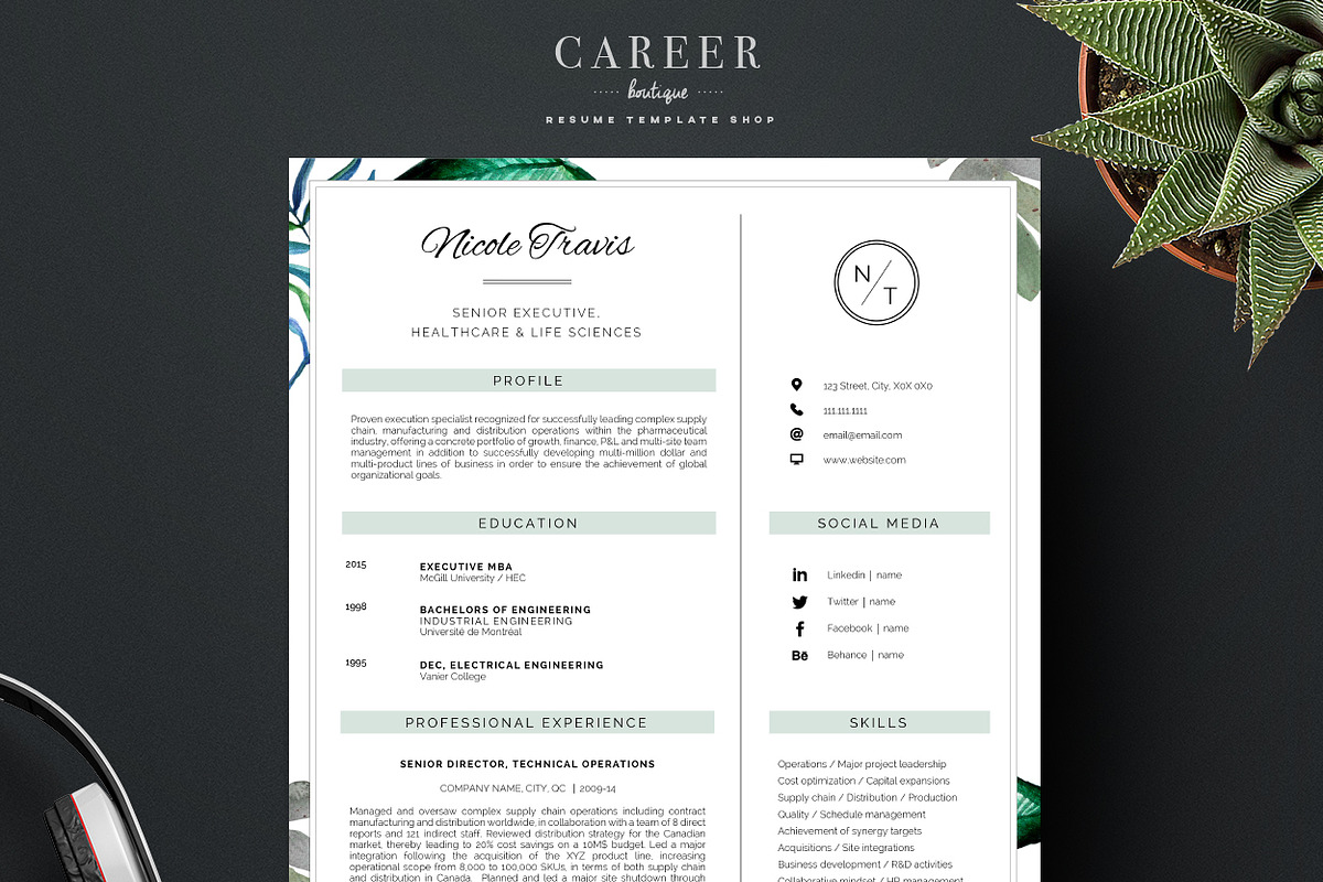 Modern Resume & CoverLetter Template, a Resume Template by careerboutique (Photo 3 of 6)