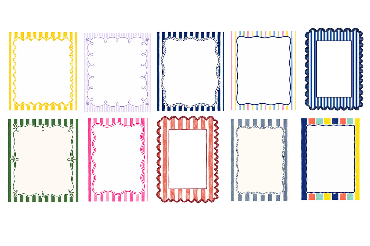 Coastal Stripe Frame PNG Bundle, a Work Illustration by Dream Creation (Photo 3 of 4)