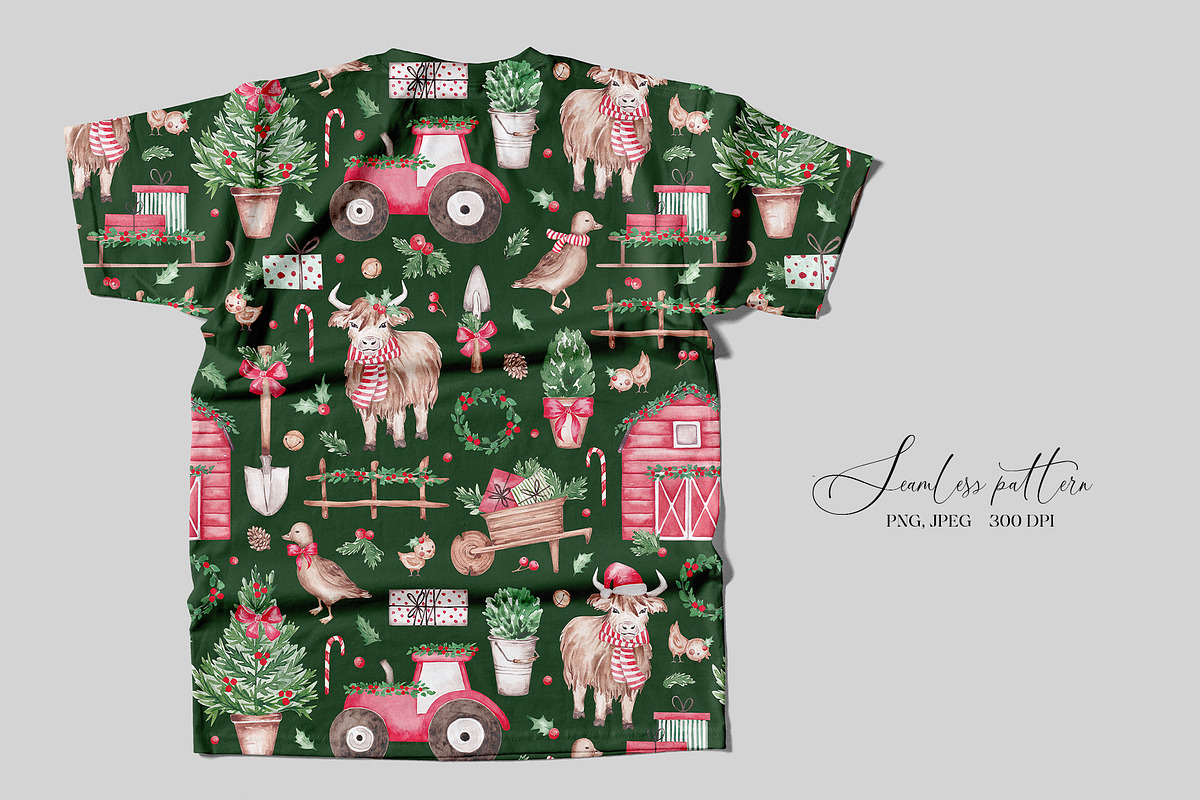 Christmas Farm seamless pattern, a Pattern Graphic by SirenaArt (Photo 12 of 13)