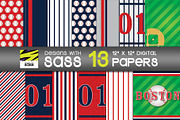 Boston Baseball Digital Paper, a Pattern Graphic by Designs With Sass (Thumbnail 1 of 4)