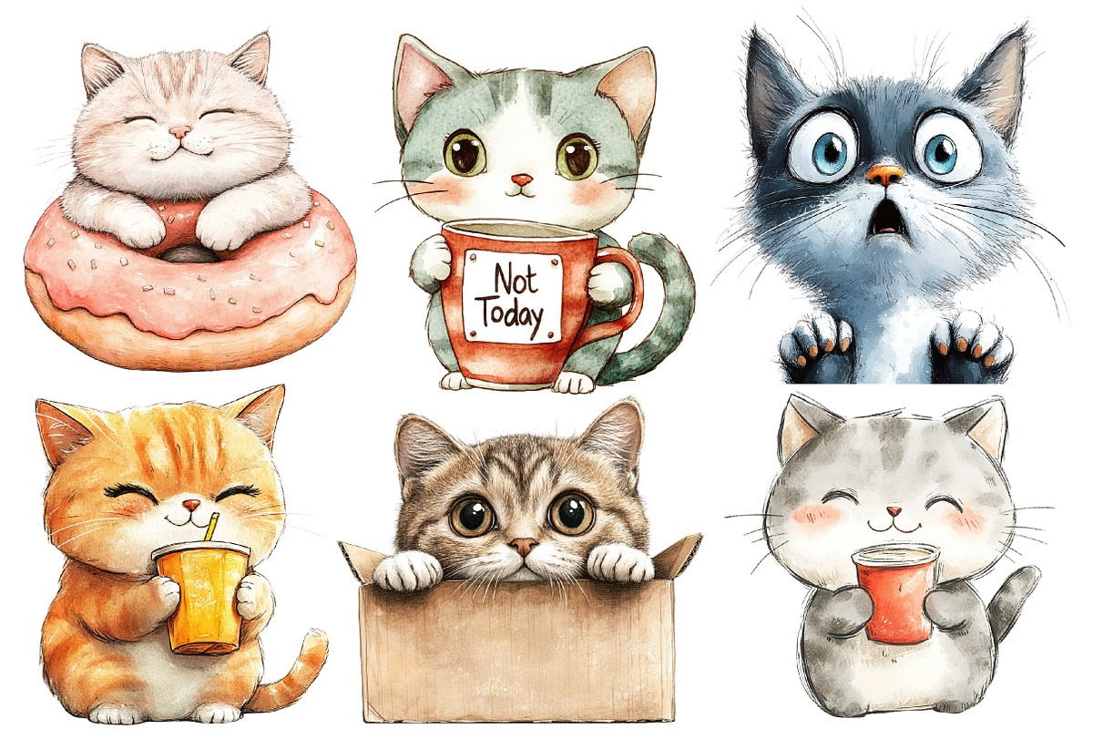 Funny Meme Cats Sublimation Clipart, an Illustration by Designworld (Photo 5 of 6)