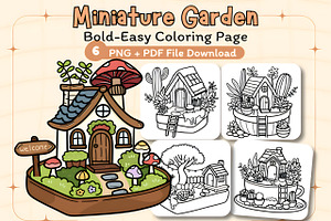 Miniature Garden Coloring Page, an Illustration by Design Station