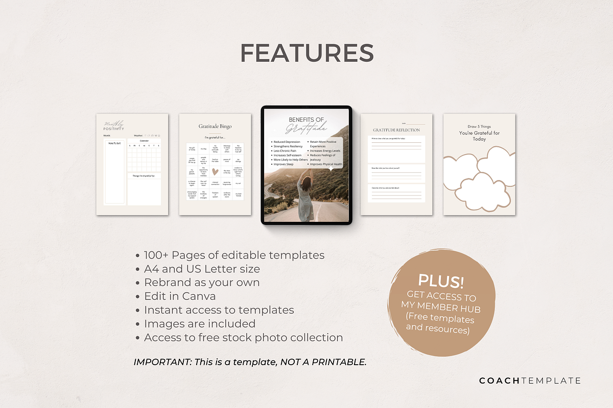 Gratitude Planner Journal Template, a Marketing Template by COACHTEMPLATE (Photo 6 of 11)