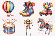 Circus Watercolor Clipart, an Illustration by Dream Creation (Thumbnail 3 of 6)